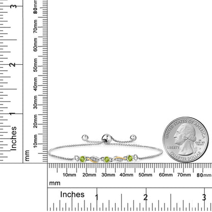 0.4カラット 天然石 ペリドット ブレスレット ラボグロウンダイヤモンド シルバー925 ＆10金 イエローゴールド K10 8月 誕生石