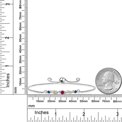 0.39カラット  シンセティック ルビー ブレスレット  シンセティック サファイア シルバー925 ＆イエローゴールド  7月 誕生石