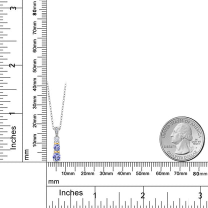 0.58カラット 天然石 タンザナイト トリロジー ネックレス シルバー925 ＆10金 イエローゴールド K10 12月 誕生石
