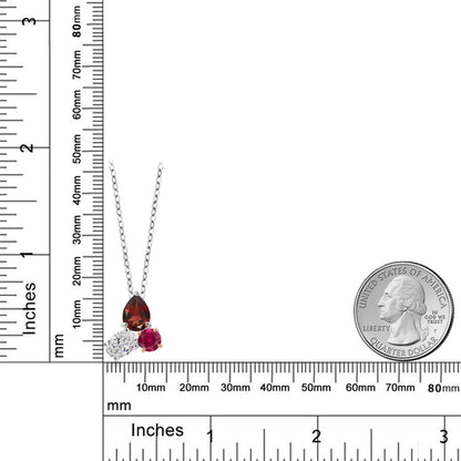 2.61カラット  天然 ガーネット トリロジー ネックレス  ラボグロウンダイヤモンド シルバー925 ＆10金 イエローゴールド K10  1月 誕生石
