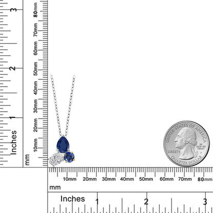 2.69カラット  天然 サファイア トリロジー ネックレス  ラボグロウンダイヤモンド シルバー925 ＆10金 イエローゴールド K10  9月 誕生石