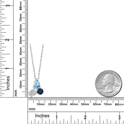 2.62カラット  天然 スカイブルートパーズ トリロジー ネックレス  ラボグロウンダイヤモンド シルバー925 ＆10金 イエローゴールド K10  11月 誕生石