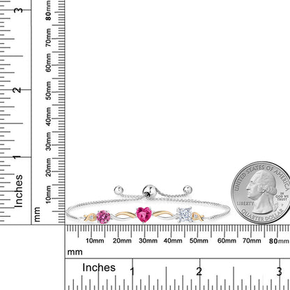 2.1カラット ピンク モアサナイト ブレスレット シンセティック ピンクサファイア シルバー925 ＆イエローゴールド