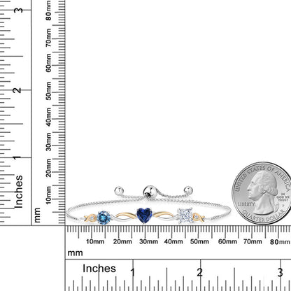 2.1カラット ブルー モアサナイト ブレスレット シンセティック サファイア シルバー925 ＆イエローゴールド