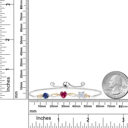 2.36カラット シンセティック サファイア ブレスレット シンセティック ルビー シルバー925 ＆10金 イエローゴールド K10 9月 誕生石