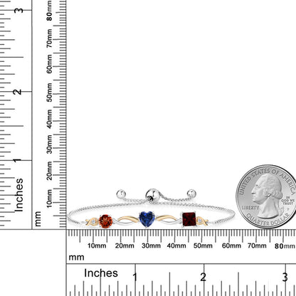 2.27カラット 天然 ガーネット ブレスレット シンセティック サファイア シルバー925 ＆10金 イエローゴールド K10 1月 誕生石