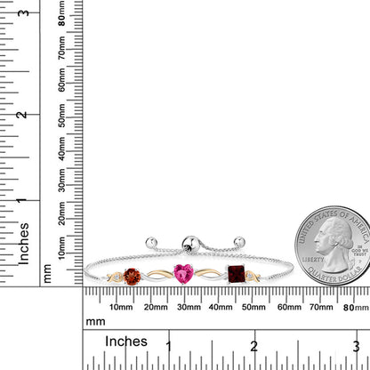 2.27カラット 天然 ガーネット ブレスレット シンセティック ピンクサファイア シルバー925 ＆10金 イエローゴールド K10 1月 誕生石