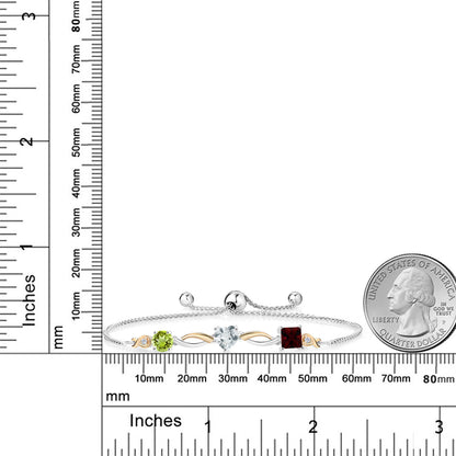 2.2カラット 天然石 ペリドット ブレスレット 天然 アクアマリン シルバー925 ＆10金 イエローゴールド K10 8月 誕生石