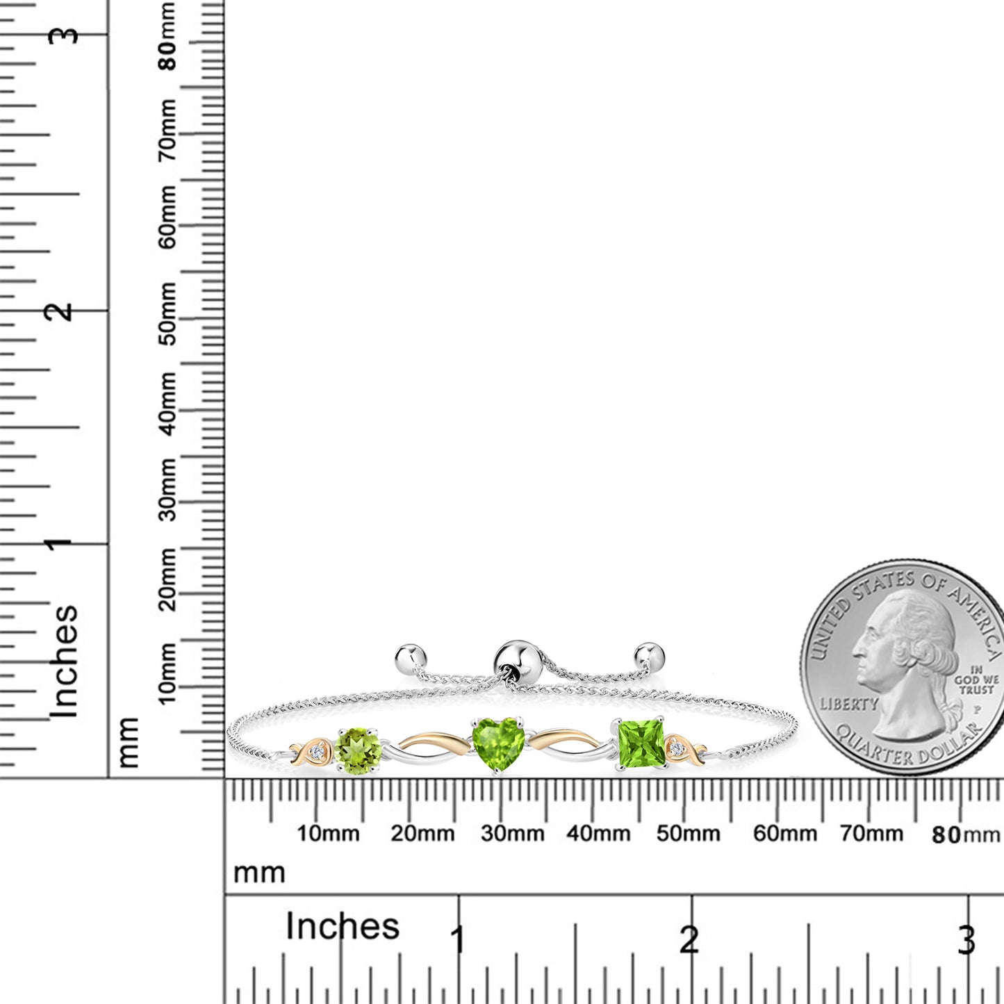 2.05カラット 天然石 ペリドット ブレスレット シルバー925 ＆10金 イエローゴールド K10 8月 誕生石
