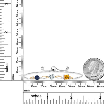 1.93カラット 天然 サファイア ブレスレット 天然 アクアマリン シルバー925 ＆10金 イエローゴールド K10 9月 誕生石