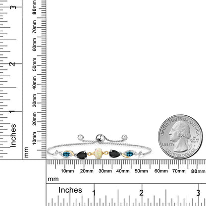 1.48カラット 天然 エチオピアンオパール ブレスレット 天然 オニキス シルバー925 ＆イエローゴールド 10月 誕生石