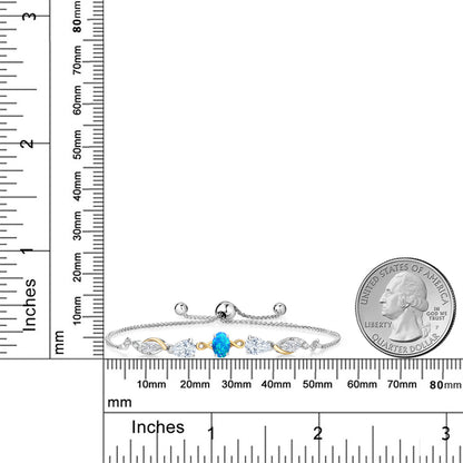 1.54カラット シミュレイテッド ブルーオパール ブレスレット モアサナイト シルバー925 ＆10金 イエローゴールド K10 10月 誕生石