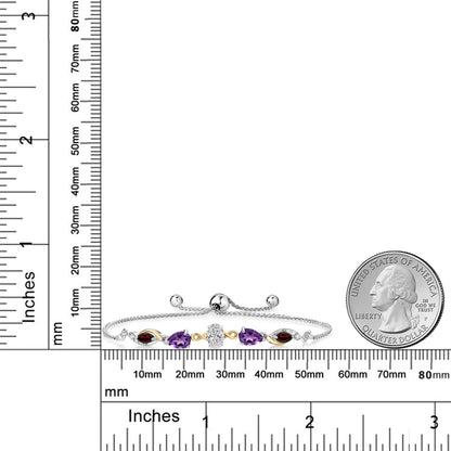 1.48カラット ラボグロウンダイヤモンド ブレスレット 天然 アメジスト シルバー925 ＆10金 イエローゴールド K10
