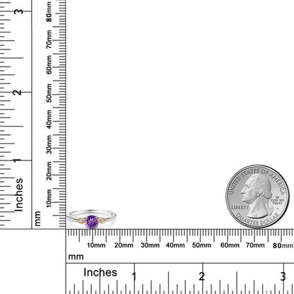 0.51カラット  天然 アメジスト リング 指輪  ラボグロウンダイヤモンド シルバー925 ＆イエローゴールド  2月 誕生石