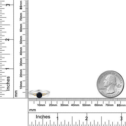 0.51カラット  天然 オニキス リング 指輪  ラボグロウンダイヤモンド シルバー925 ＆イエローゴールド  8月 誕生石