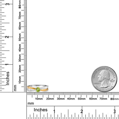 0.3カラット 天然石 ペリドット リング 指輪 シルバー925 ＆イエローゴールド 8月 誕生石