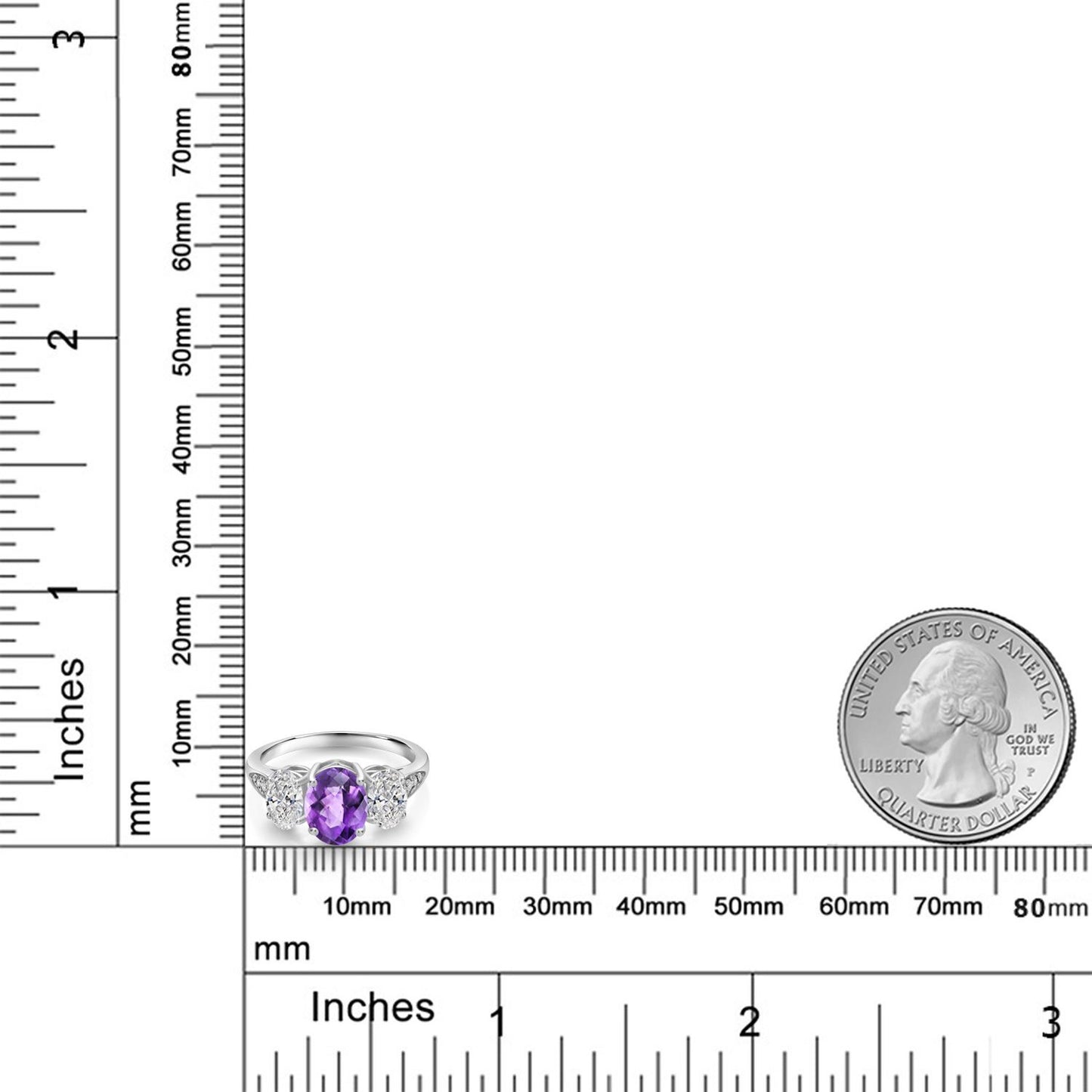 2.04カラット  天然 アメジスト リング 指輪  ラボグロウンダイヤモンド 10金 ホワイトゴールド K10  2月 誕生石