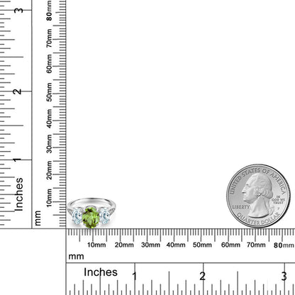 2.46カラット 天然石 ペリドット リング 指輪 天然 アクアマリン 10金 ホワイトゴールド K10 8月 誕生石