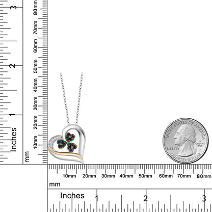 1.84カラット  天然石 ミスティックトパーズ  オープンハート ネックレス  ラボグロウンダイヤモンド シルバー925 ＆イエローゴールド  11月 誕生石