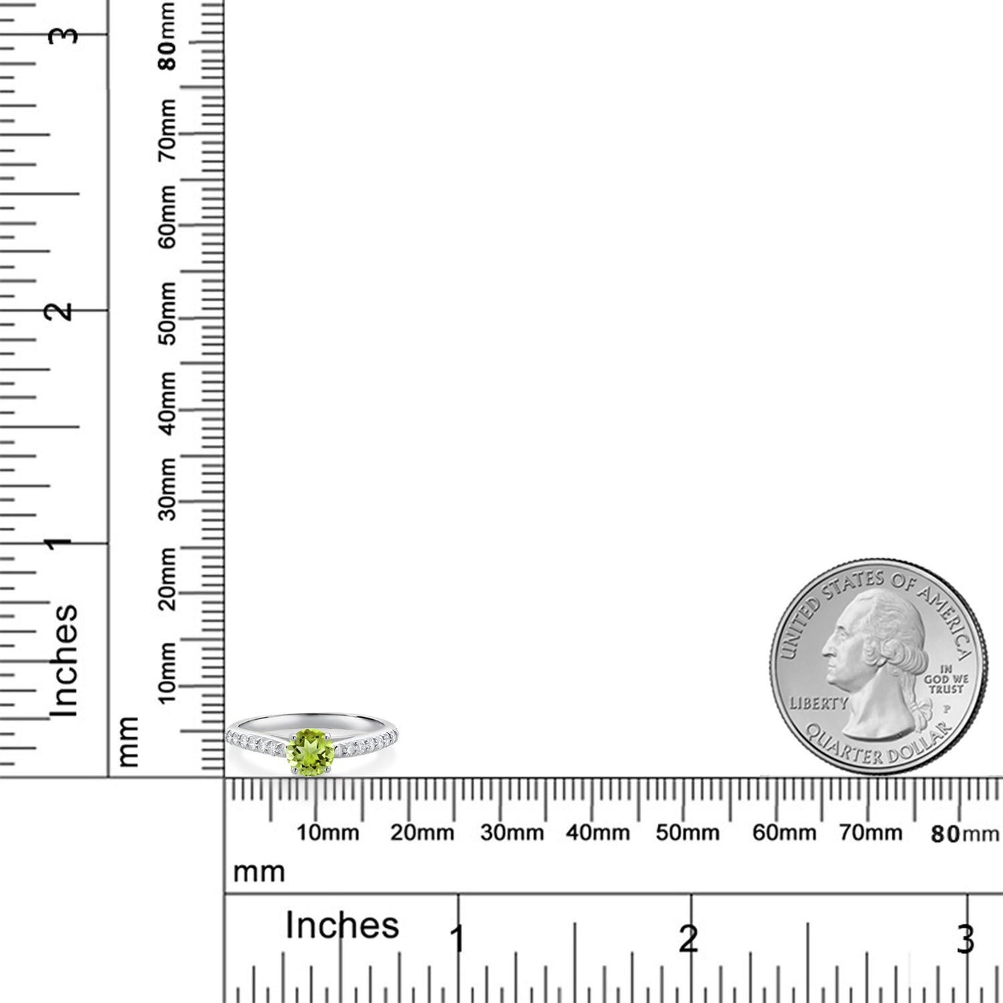 0.73カラット 天然石 ペリドット リング 指輪 ラボグロウンダイヤモンド 10金 ホワイトゴールド K10 8月 誕生石
