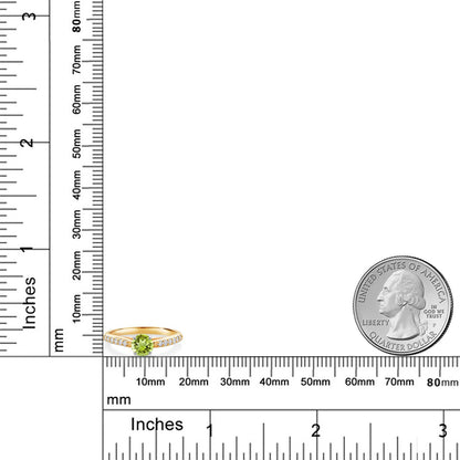 0.73カラット 天然石 ペリドット リング 指輪 ラボグロウンダイヤモンド 10金 ツートンゴールド K10 8月 誕生石