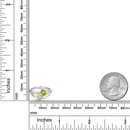 1.09カラット シミュレイテッド ホワイトオパール リング 指輪 天然石 ペリドット シルバー925 ＆10金 イエローゴールド K10 10月 誕生石