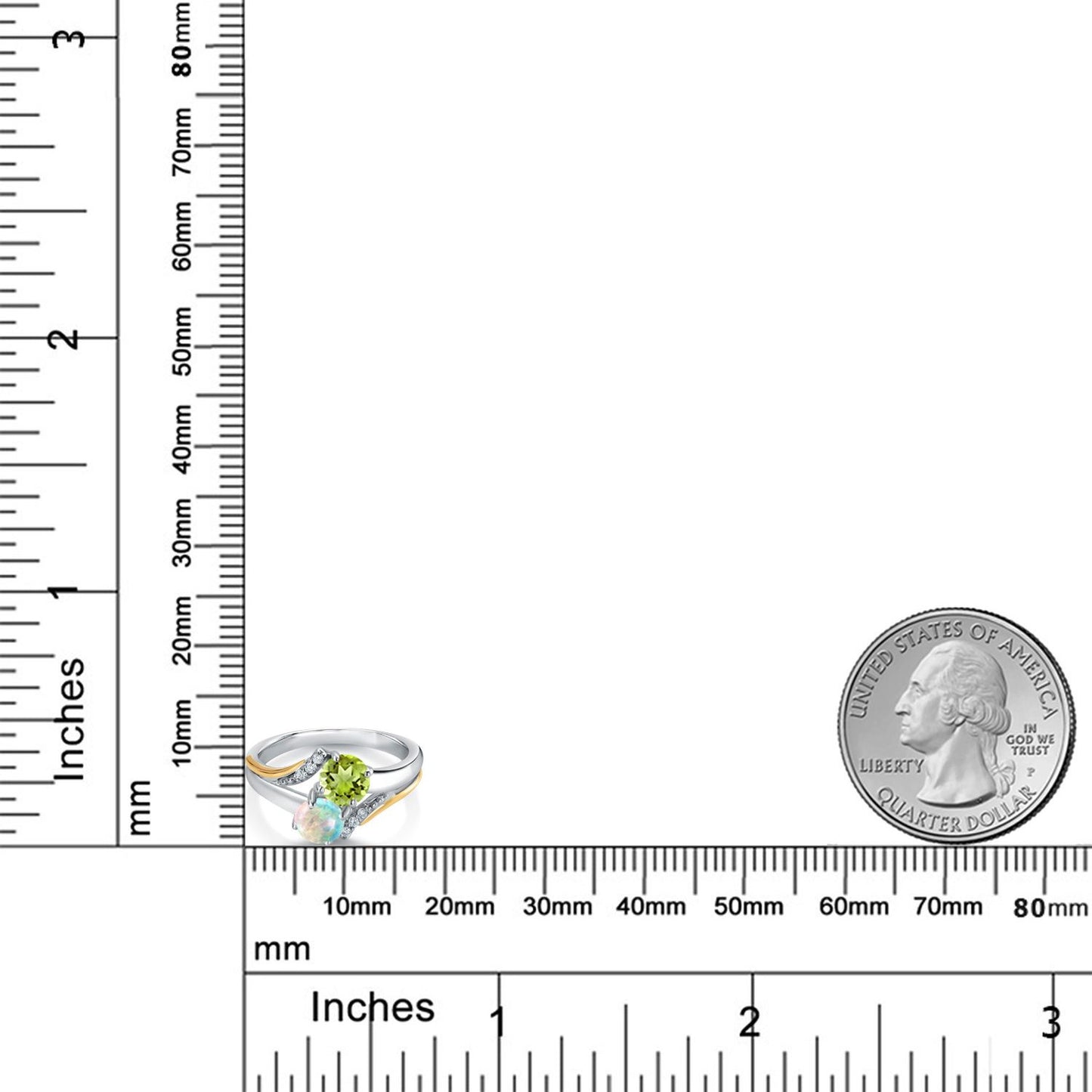 1.08カラット シミュレイテッド ホワイトオパール リング 指輪 天然石 ペリドット シルバー925 ＆10金 イエローゴールド K10 10月 誕生石