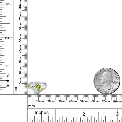 1.08カラット シミュレイテッド ホワイトオパール リング 指輪 天然石 ペリドット シルバー925 ＆10金 イエローゴールド K10 10月 誕生石