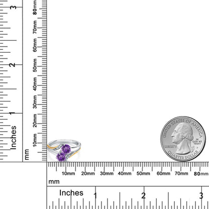 0.98カラット 天然 アメジスト リング 指輪 シルバー925 ＆10金 イエローゴールド K10 2月 誕生石