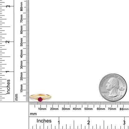 0.43カラット シンセティック ルビー リング 指輪 ラボグロウンダイヤモンド 10金 イエローゴールド K10 7月 誕生石