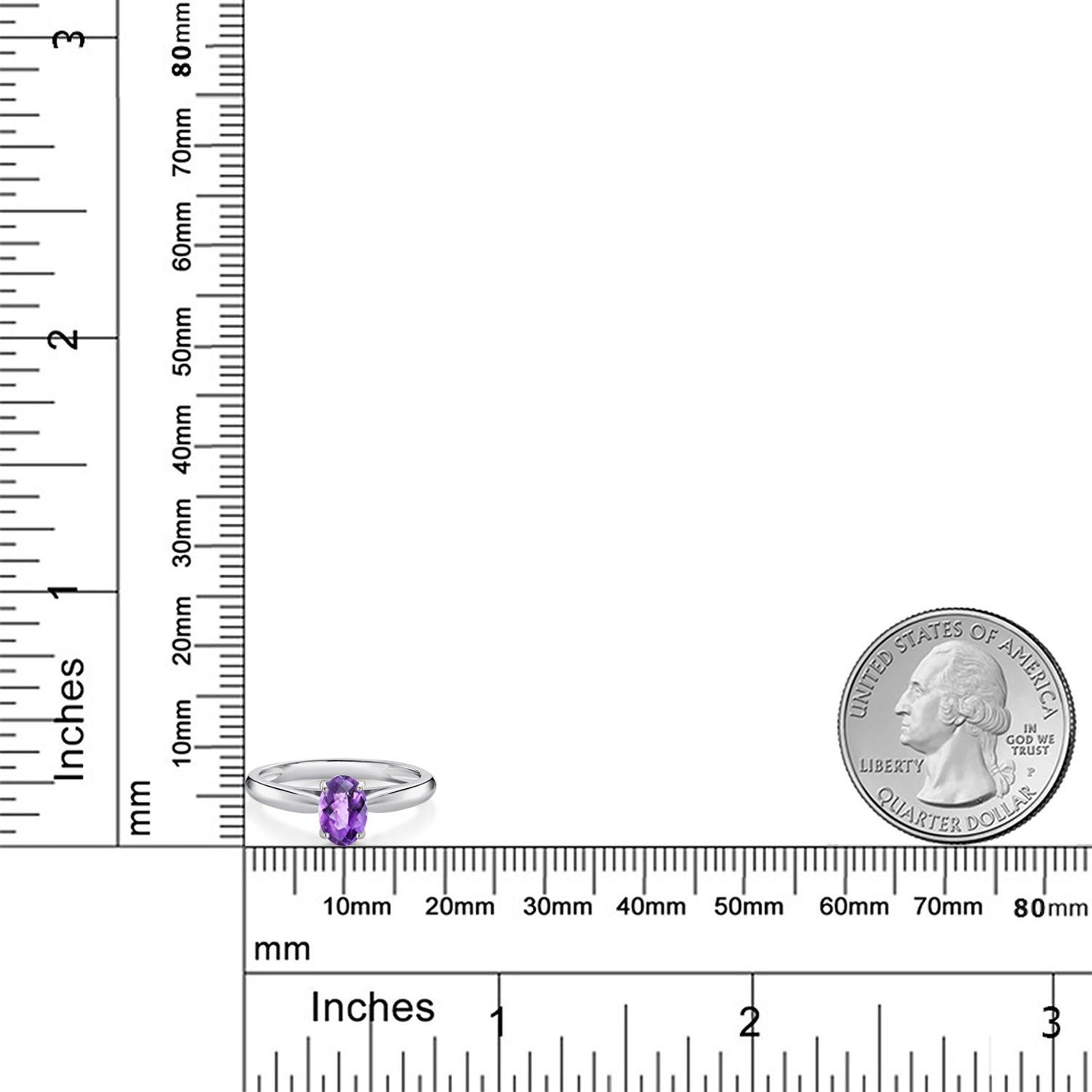 0.75カラット  天然 アメジスト リング 指輪   10金 ホワイトゴールド K10  2月 誕生石