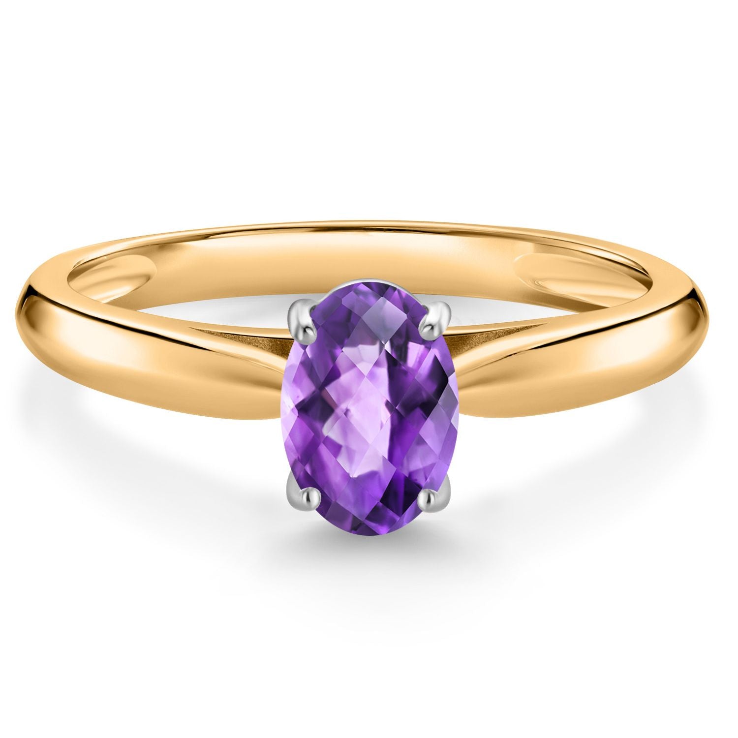 10金イエローゴールド 指輪 ヘキサグラム 一粒 2月の誕生石 アメシスト(紫水晶)