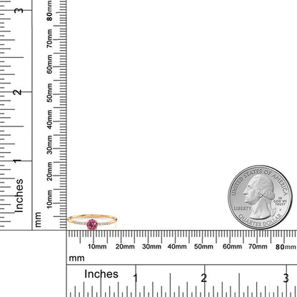 0.3カラット  天然 ピンクトルマリン リング 指輪  ラボグロウンダイヤモンド 10金 イエローゴールド K10  10月 誕生石
