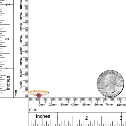 0.34カラット 天然 ピンクトルマリン リング 指輪 ラボグロウンダイヤモンド 10金 イエローゴールド K10 10月 誕生石