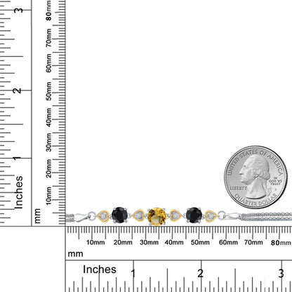 3.68カラット 天然 シトリン ブレスレット 天然 ブラックサファイア シルバー925 ＆10金 イエローゴールド K10 11月 誕生石