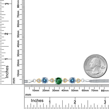 2.9カラット  ナノエメラルド ブレスレット  ブルー モアサナイト シルバー925 ＆10金 イエローゴールド K10  5月 誕生石