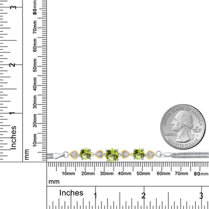 3.53カラット 天然石 ペリドット ブレスレット シルバー925 ＆10金 イエローゴールド K10 8月 誕生石
