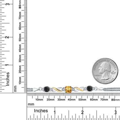 2.08カラット 天然 シトリン ブレスレット 天然 オニキス シルバー925 ＆10金 イエローゴールド K10 11月 誕生石