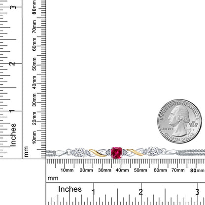 2.35カラット シンセティック ルビー ブレスレット モアサナイト シルバー925 ＆10金 イエローゴールド K10 7月 誕生石