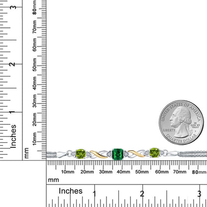 2.29カラット ナノエメラルド ブレスレット 天然石 ペリドット シルバー925 ＆10金 イエローゴールド K10 5月 誕生石