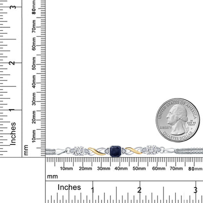 2.65カラット 天然 サファイア ブレスレット モアサナイト シルバー925 ＆10金 イエローゴールド K10 9月 誕生石