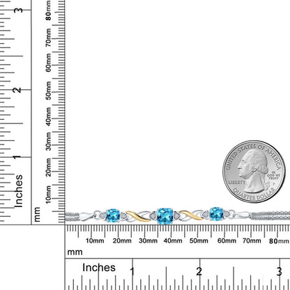 2.54カラット 天然 スイスブルートパーズ ブレスレット シルバー925 ＆10金 イエローゴールド K10 11月 誕生石