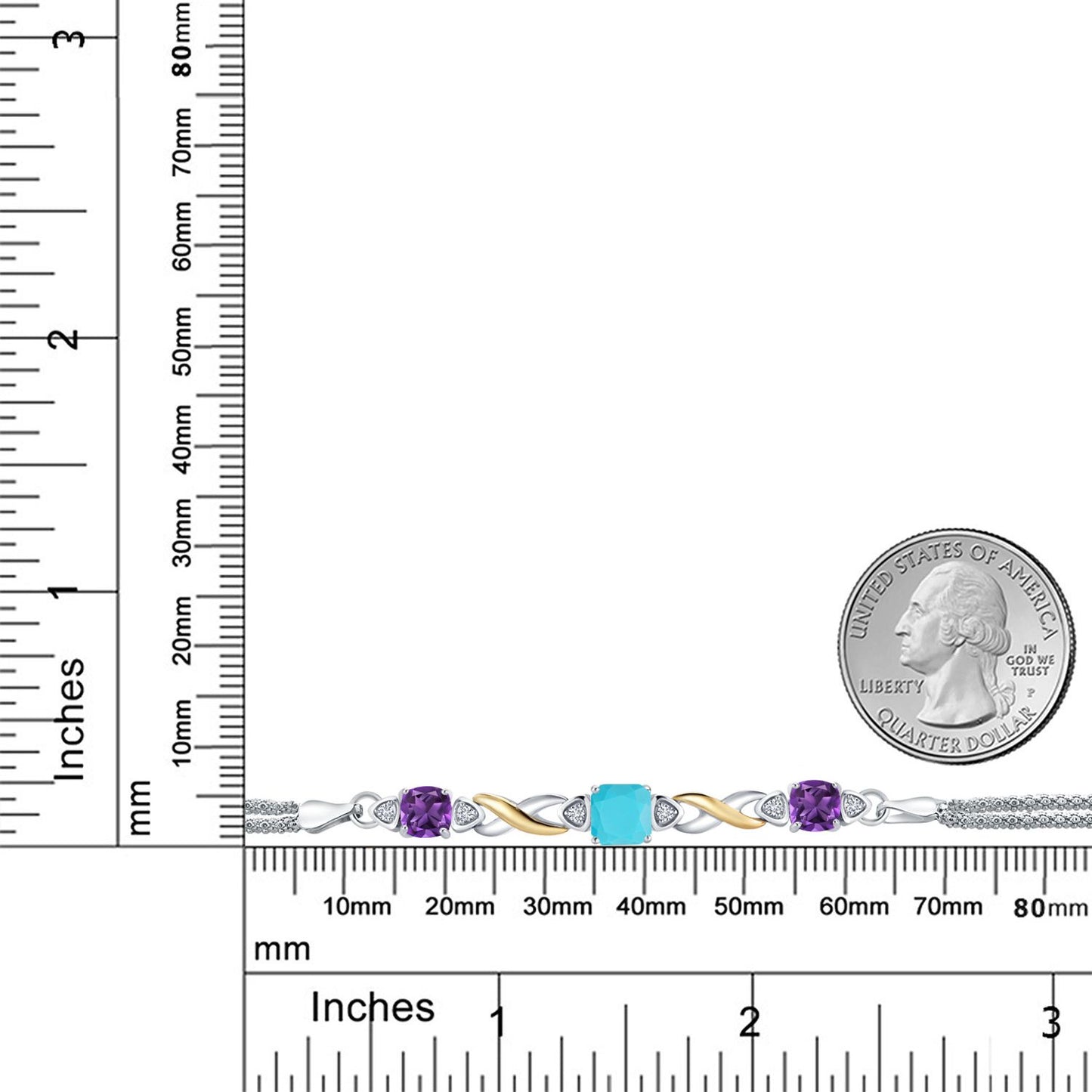 2.07カラット 天然石 ターコイズ ブレスレット 天然 アメジスト シルバー925 ＆10金 イエローゴールド K10 12月 誕生石
