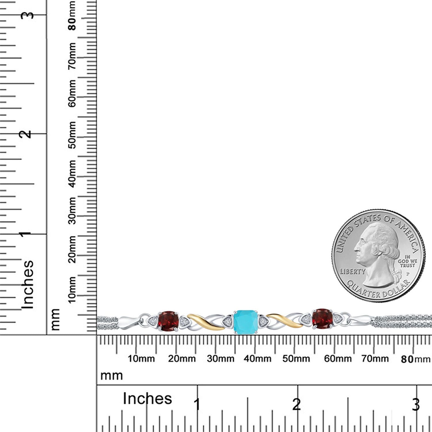 2.59カラット 天然石 ターコイズ ブレスレット 天然 ガーネット シルバー925 ＆10金 イエローゴールド K10 12月 誕生石