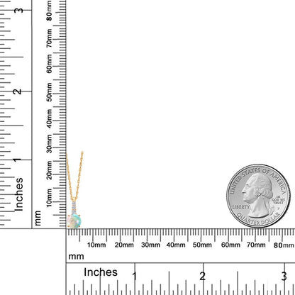 0.55カラット シミュレイテッド ホワイトオパール ネックレス ラボグロウンダイヤモンド 10金 イエローゴールド K10 10月 誕生石