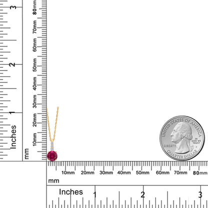 0.65カラット シンセティック ルビー ネックレス ラボグロウンダイヤモンド 10金 イエローゴールド K10 7月 誕生石