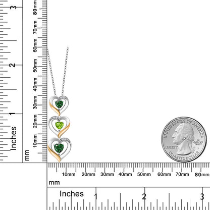 1.2カラット ナノエメラルド オープンハート ネックレス 天然石 ペリドット シルバー925 ＆10金 イエローゴールド K10 5月 誕生石