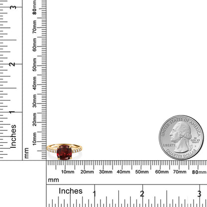 2.8カラット 天然 ガーネット リング 指輪 ラボグロウンダイヤモンド 10金 イエローゴールド K10 1月 誕生石