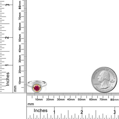 1.12カラット シンセティック ルビー リング 指輪 ラボグロウンダイヤモンド シルバー925 ＆イエローゴールド 7月 誕生石