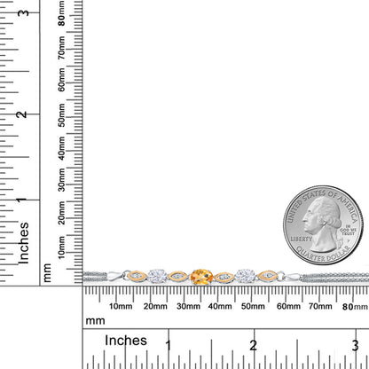 1.78カラット 天然 シトリン ブレスレット モアサナイト シルバー925 ＆10金 イエローゴールド K10 11月 誕生石